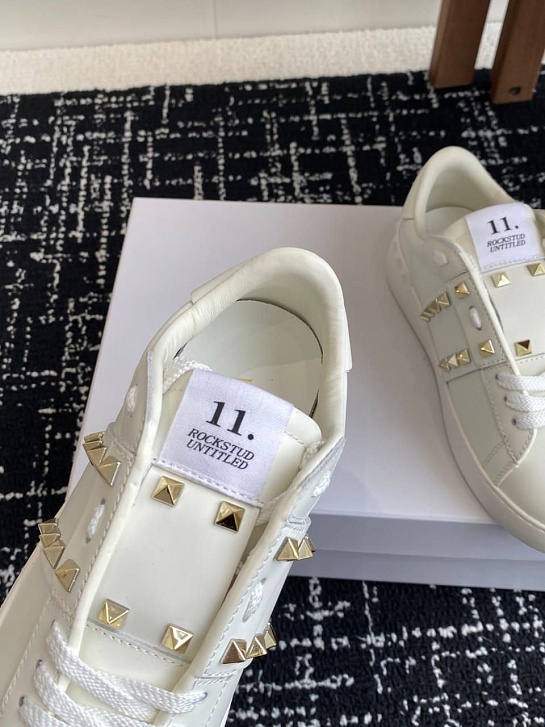 Женские кожаные кроссовки Valentino Premium - White