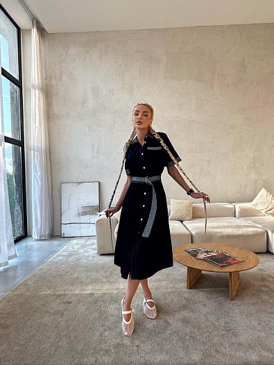 Женское джинсовое платье Dior синего цвета   