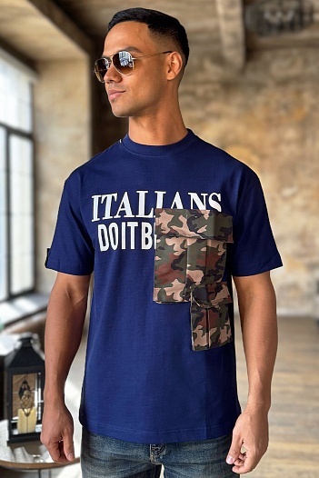 Синяя оверсайз футболка Dolce&Gabbana Italians Do It Better   