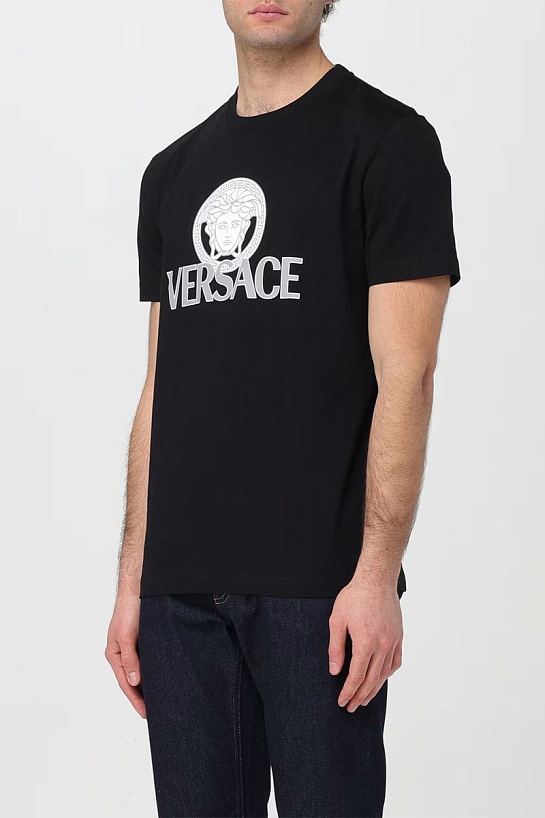 Мужская чёрная футболка Versace Medusa logo-print