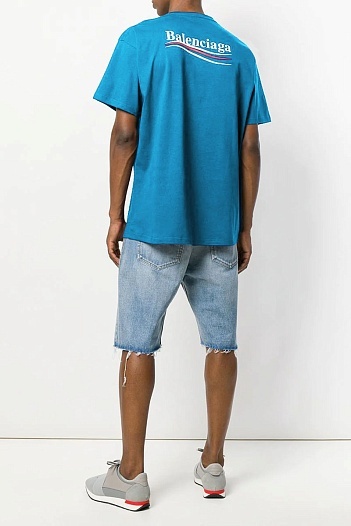 Синяя оверсайз футболка Balenciaga   