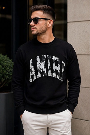 Чёрный мужской свитшот Amiri collegiate-logo   