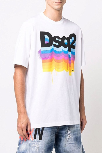 Белая мужская футболка Dsquared2 logo-print   