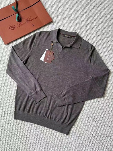 Поло с длинным рукавом Loro Piana Premium - Gray Coffee   