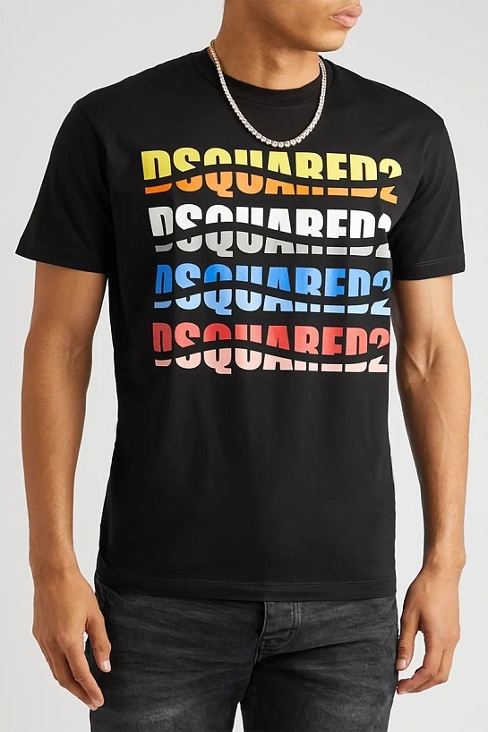 Мужская чёрная футболка Dsquared2 Color Wave
