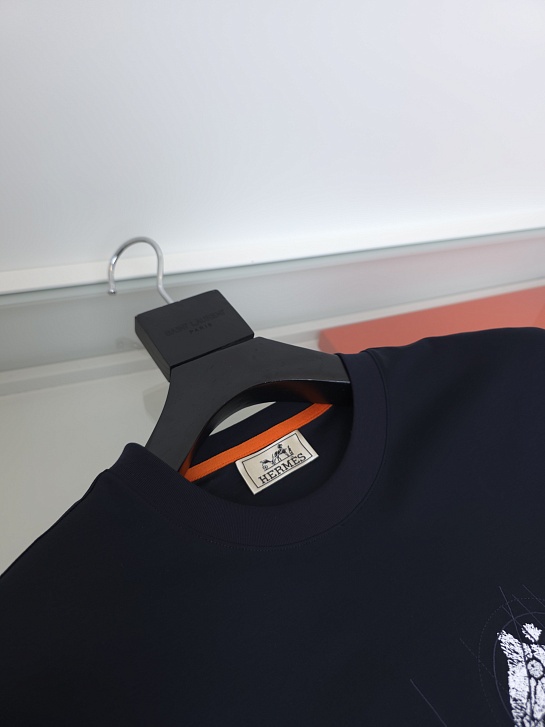Мужская тёмно-синяя футболка Hermes premium