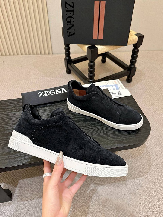 Мужские кроссовки Ermenegildo Zegna Triple Stitch - Black