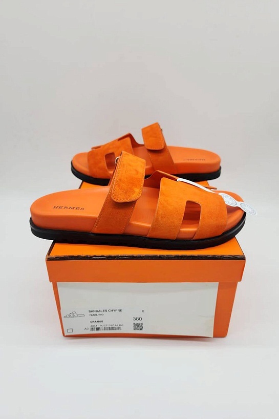 Женские замшевые сандалии Hermes Chypre - Orange