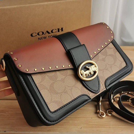Женская кожаная сумка Coach Georgie 27x15 см