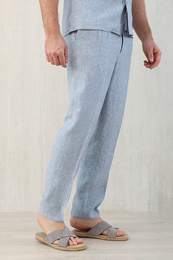 Льняные брюки Brunello Cucinelli Premium - Blue   