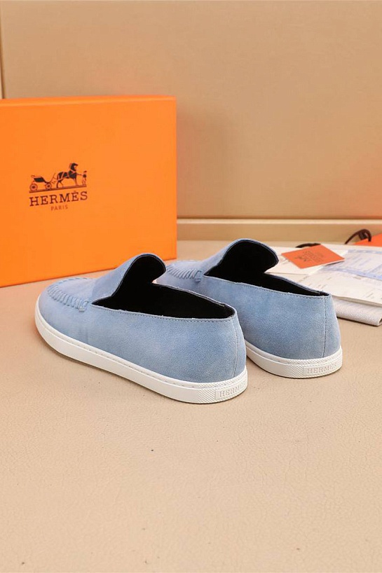 Мужские замшевые лоферы Hermes Julian - Blue