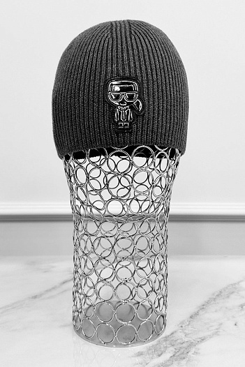 Мужская шапка серого цвета Karl Lagerfeld logo-patch   