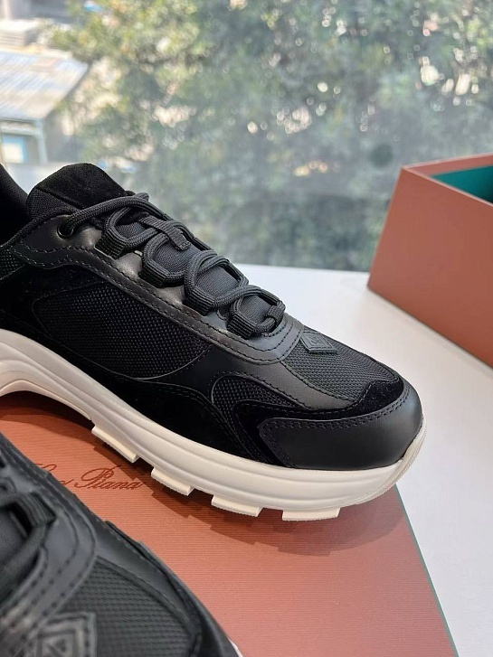 Женские кожаные кроссовки Loro Piana Premium - Black