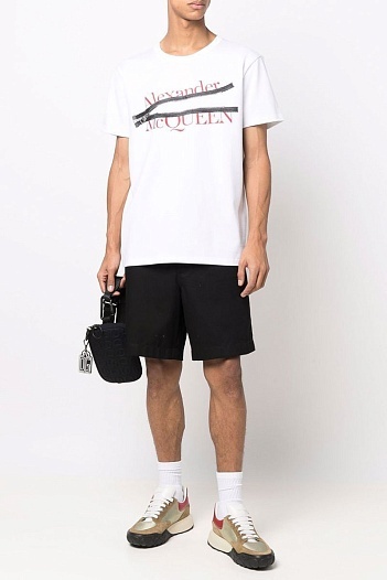 Мужская футболка Alexander McQueen zipped logo - White   