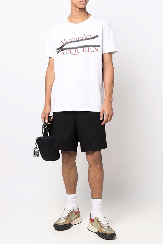 Мужская футболка Alexander McQueen zipped logo - White