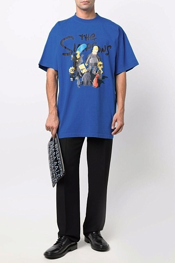 Синяя оверсайз футболка Balenciaga The Simpsons   