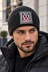 Брендовая шапка Moncler тёмно-серого цвета
