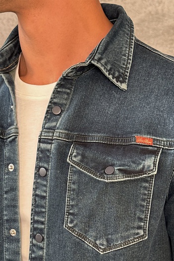 Джинсовая рубашка Loro Piana тёмно-синего цвета   