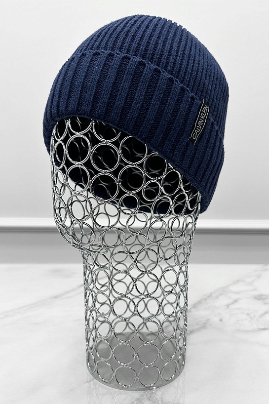 Шапка синего цвета Calvin Klein logo-patch