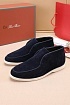 Замшевые лоферы с мехом Loro Piana Open Walk - Navy