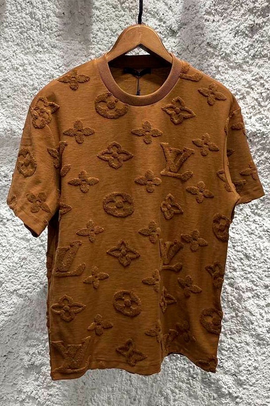 Коричневая оверсайз футболка Louis Vuitton Monogram All-over