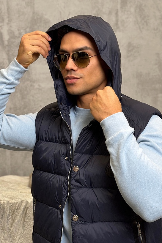 Тёмно-синий жилет Moncler Herniaire logo-patch