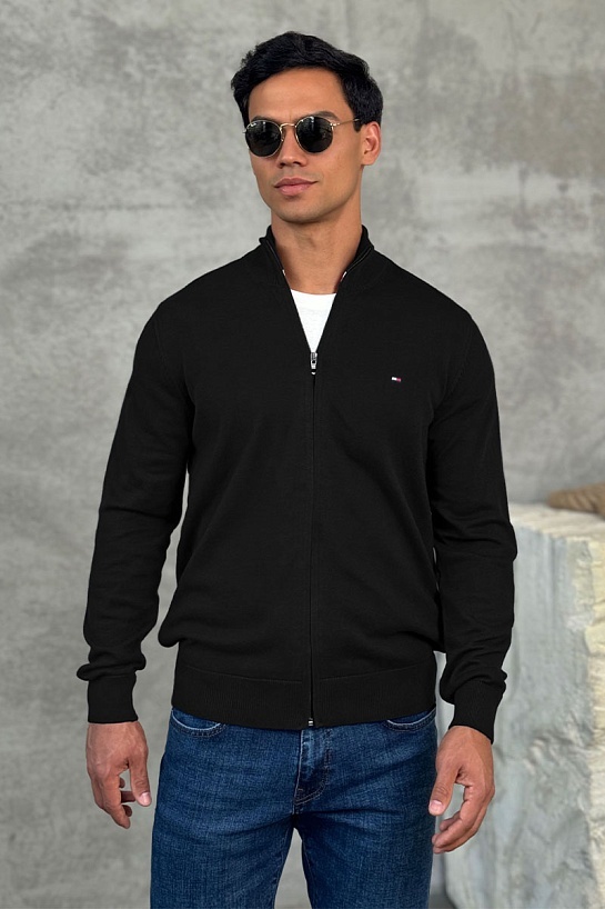 Кофта на молнии Tommy Hilfiger flag embroidery - Black