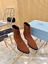 Женские замшевые сапоги Prada premium - Brown