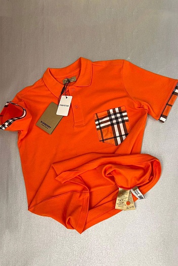 Мужское поло Burberry оранжевого цвета   
