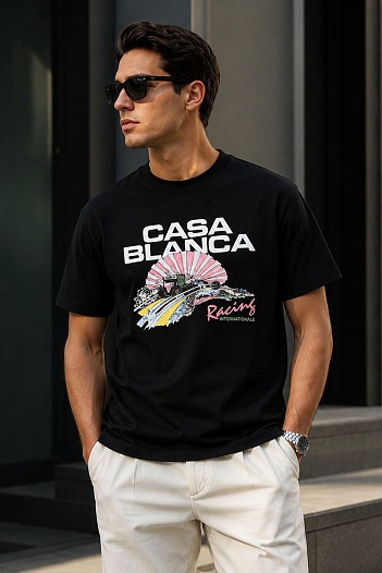 Чёрная оверсайз футболка Casablanca graphic-print   