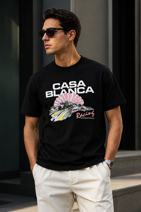 Чёрная оверсайз футболка Casablanca graphic-print