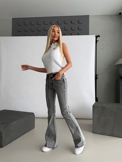 Синие женские джинсы клёш MIU MIU premium   