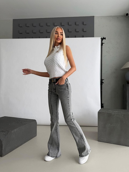 Синие женские джинсы клёш MIU MIU premium