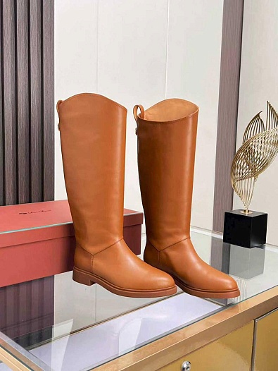 Женские кожаные сапоги Loro Piana premium - Chestnut   