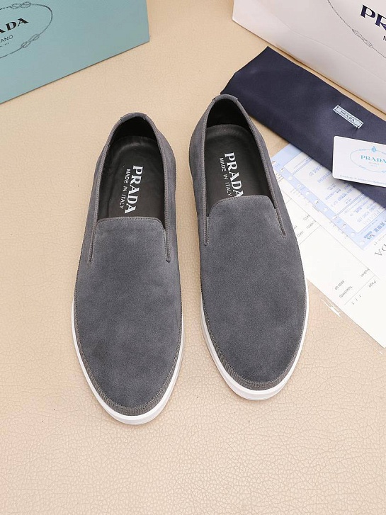 Мужские замшевые слипоны Prada Saint Tropez - Grey