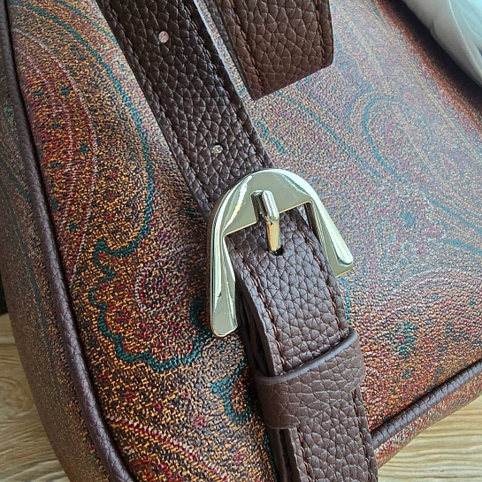 Кожаный рюкзак Etro с узором плейсли 30x24 см