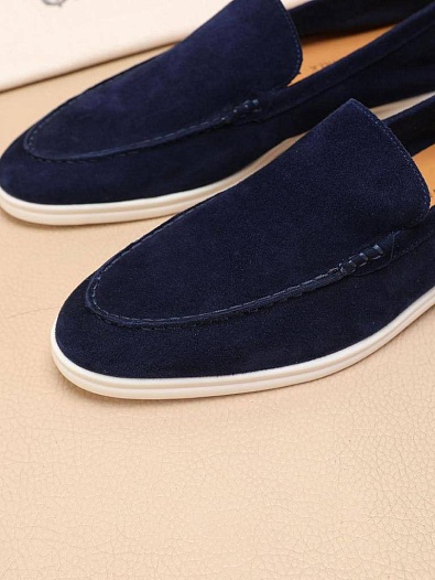 Мужские замшевые лоферы Loro Piana Summer Walk - Navy   