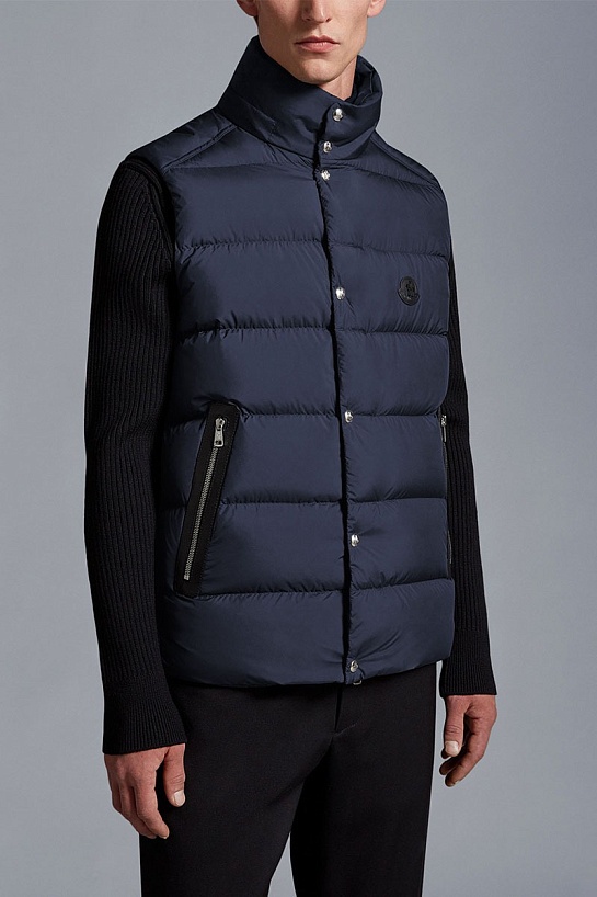 Тёмно-синий жилет Moncler Herniaire logo-patch