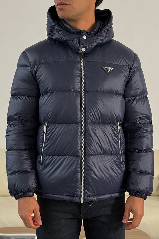 Мужской пуховик Prada logo-plaque - Blue
