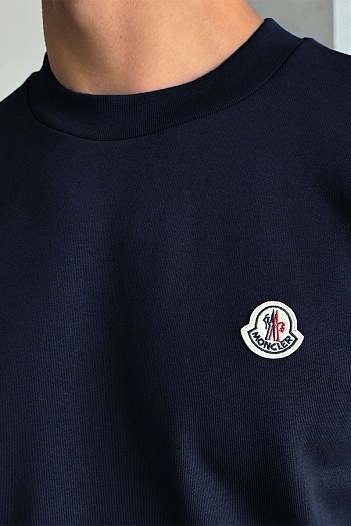 Свитшот тёмно-синего цвета Moncler logo-patch   