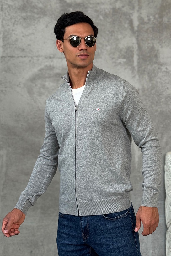 Кофта на молнии Tommy Hilfiger flag embroidery - Grey