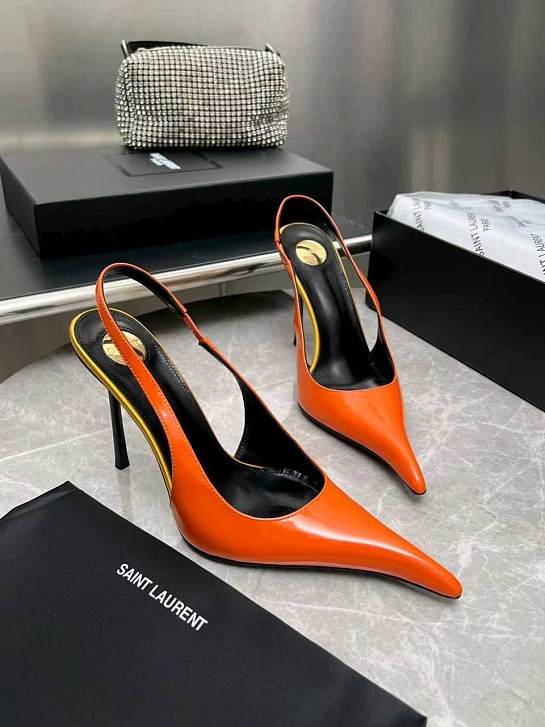 Женские кожаные туфли на каблуке Yves Saint Laurent premium