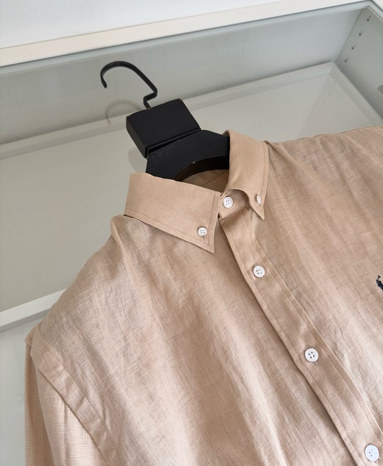 Льняная рубашка Polo Ralph Lauren pony-embroidered - Beige