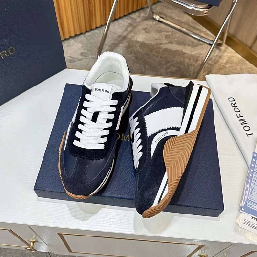 Комбинированные кроссовки Tom Ford James low-top - Navy / White   