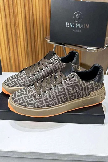 Мужские кроссовки Balmain Monogram B-Court - Brown   