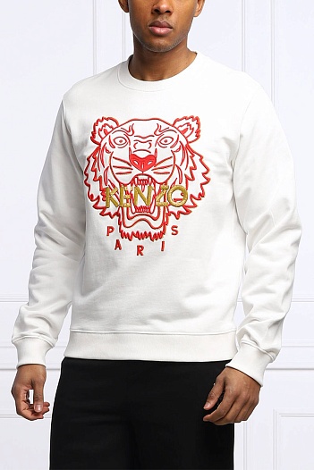 Белый мужской свитшот Kenzo Tiger Head embroidered   