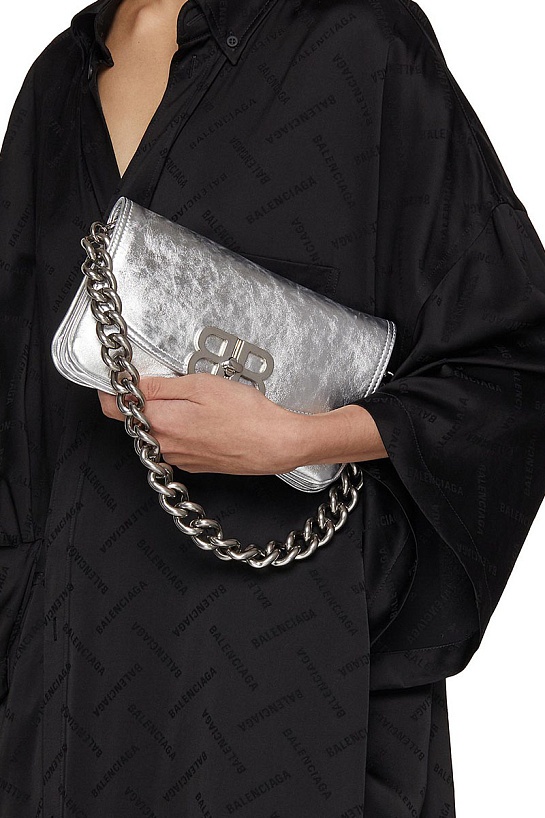 Женская сумка Balenciaga BB Soft Premium 23x14.5x4 см - Silver