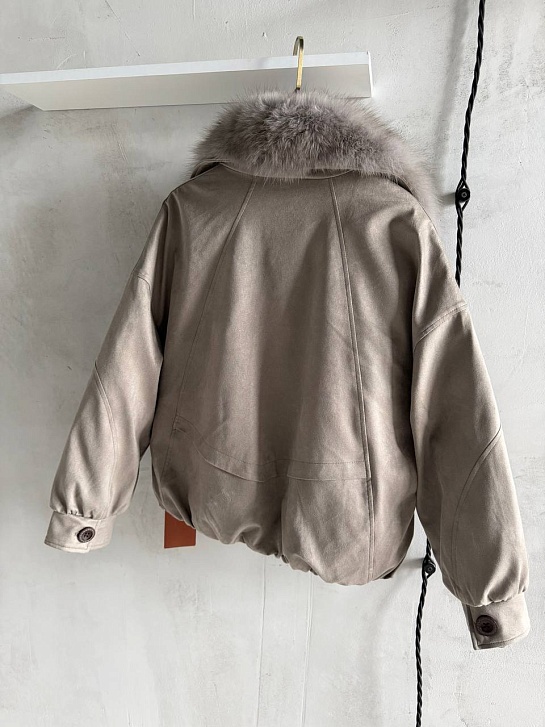 Женский бомбер с натуральным мехом Loro Piana premium