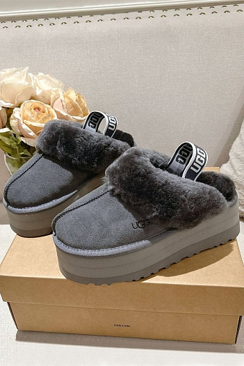 Замшевые женские слиперы с мехом UGG Funkette Platform