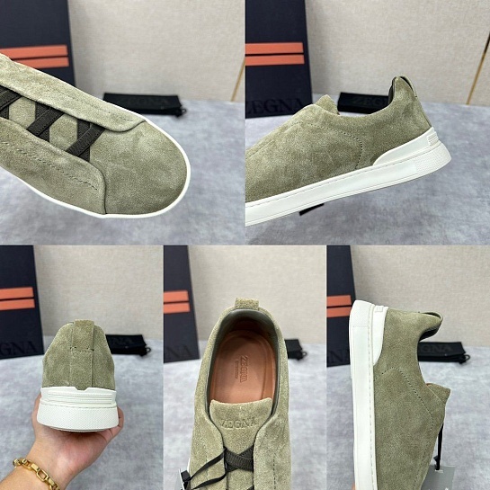 Мужские кроссовки Ermenegildo Zegna Triple Stitch Suede - Khaki